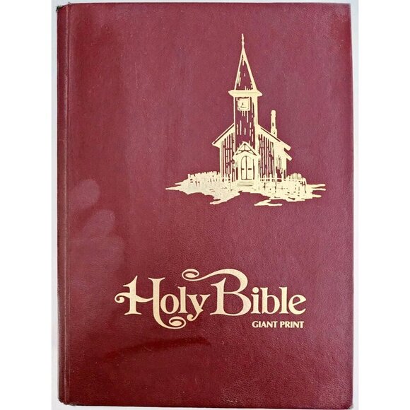 1975 Holy Bible Giant Print KJV Red Letter Concordance Old New Testaments WHBS - Picture 2 of 9